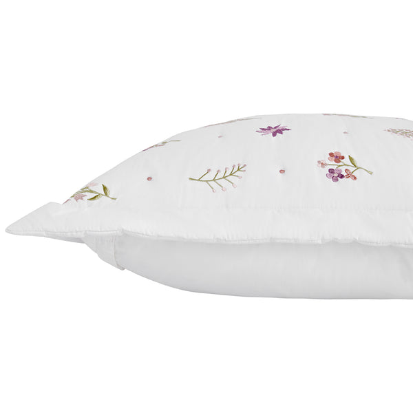 Evelyn Wildflower Embroidered 300 Thread Count Cotton Percale Continental Square Pillowcases - Pair