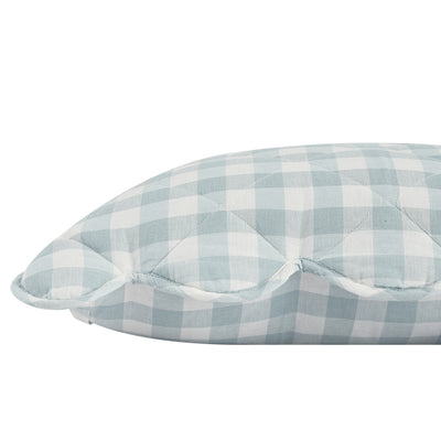 Matilda Blue Gingham Scallop Quilted Linen Blend Continental Square Pillowcases - Pair