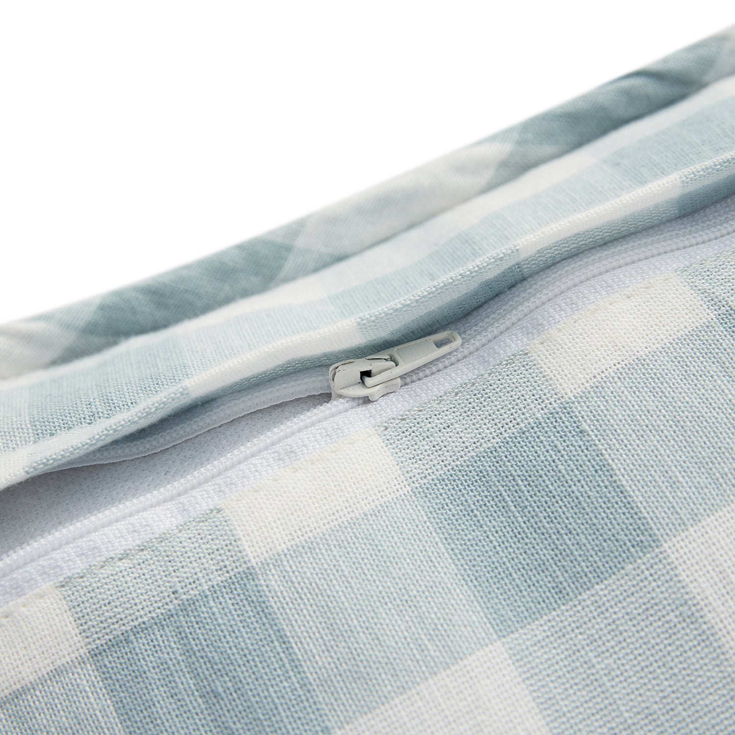 Matilda Blue Gingham Scallop Quilted Linen Blend Continental Square Pillowcases - Pair