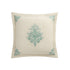 Isadora Teal Damask Embroidered Quilted Linen Blend Continental Square Pillowcases - Pair