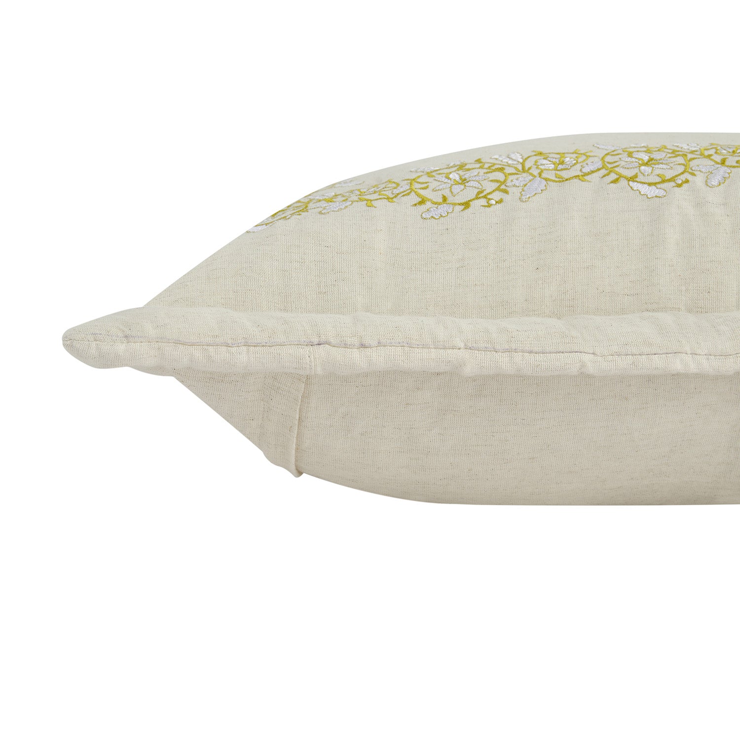 Jasmina Cream Floral Embroidered Quilted Linen Blend Continental Square Pillowcases - Pair