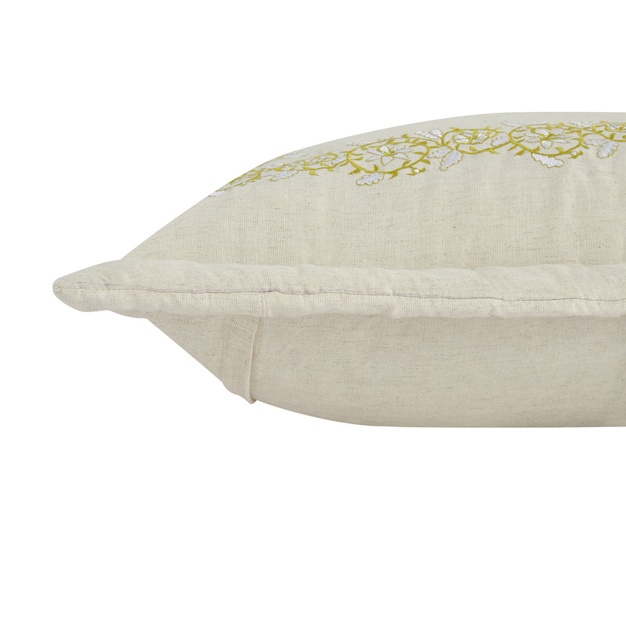 Jasmina Cream Floral Embroidered Quilted Linen Blend Continental Square Pillowcases - Pair - daals