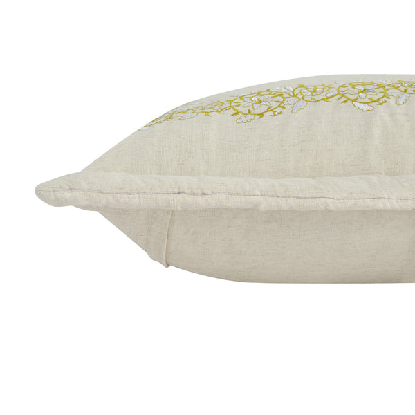 Jasmina Cream Floral Embroidered Quilted Linen Blend Continental Square Pillowcases - Pair
