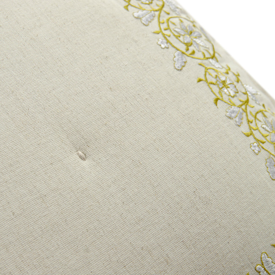 Jasmina Cream Floral Embroidered Quilted Linen Blend Continental Square Pillowcases - Pair - daals