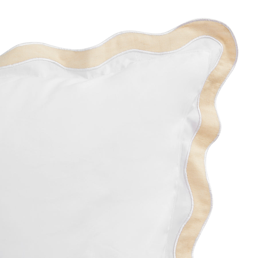Lucinda Peach Melba Wave 300 Thread Count Cotton Percale Continental Square Pillowcases - Pair