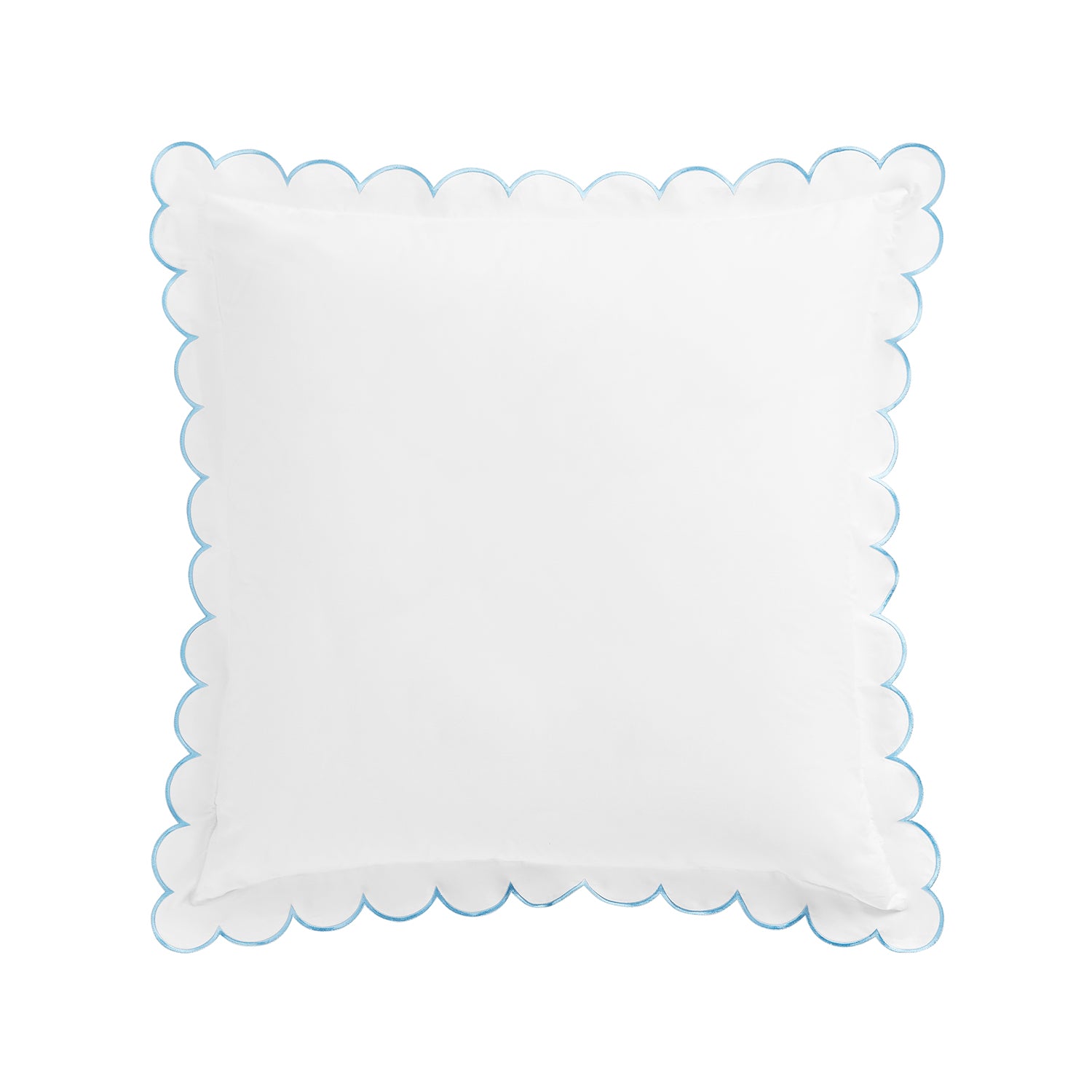 Margot Bluebell Blue Embroidered Scallop 300 Thread Count Cotton Percale Continental Square Pillowcases - Pair