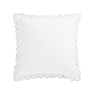Margot Rose Pink Embroidered Scallop 300 Thread Count Cotton Percale Continental Square Pillowcases - Pair