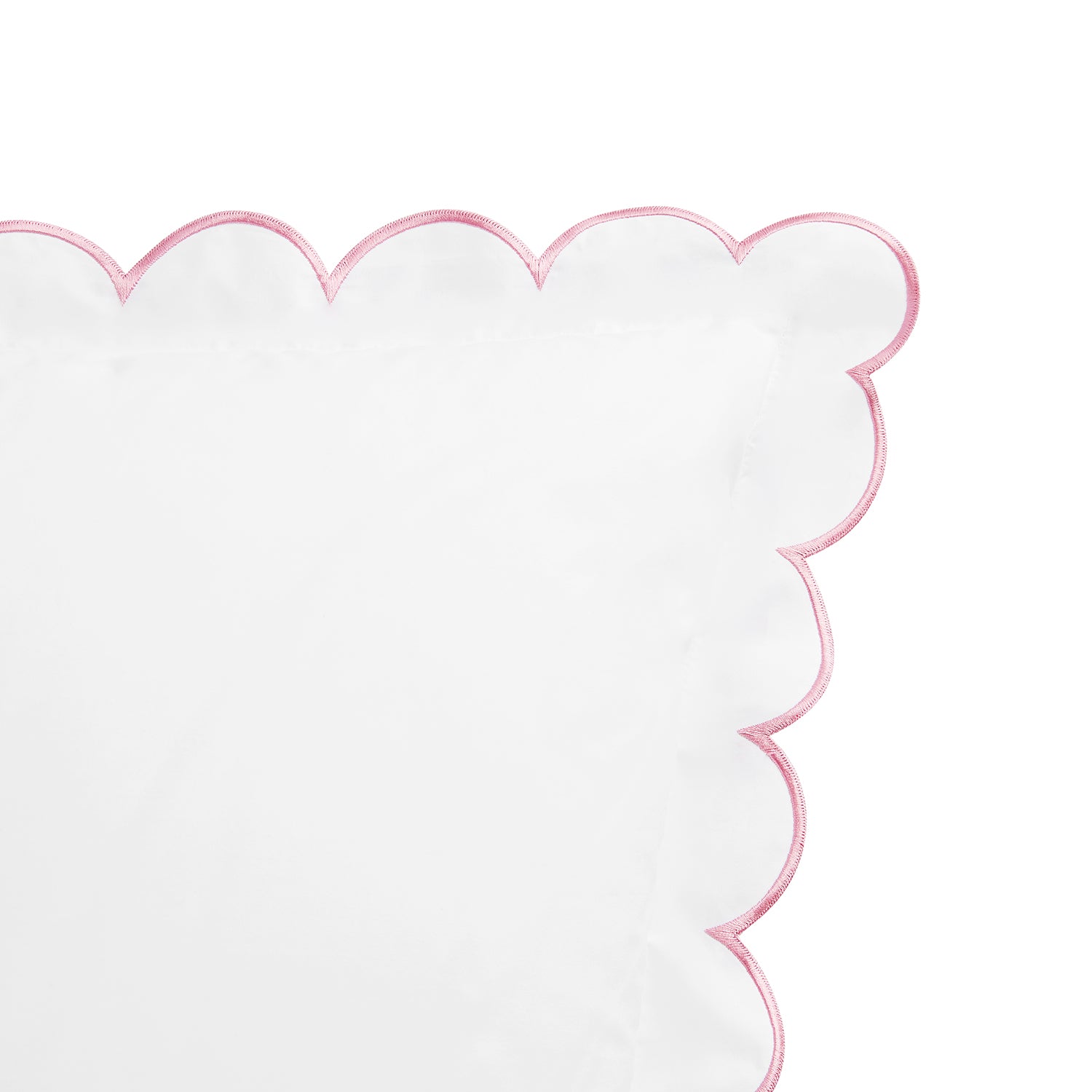 Margot Rose Pink Embroidered Scallop 300 Thread Count Cotton Percale Continental Square Pillowcases - Pair