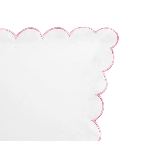 Margot Rose Pink Embroidered Scallop 300 Thread Count Cotton Percale Continental Square Pillowcases - Pair