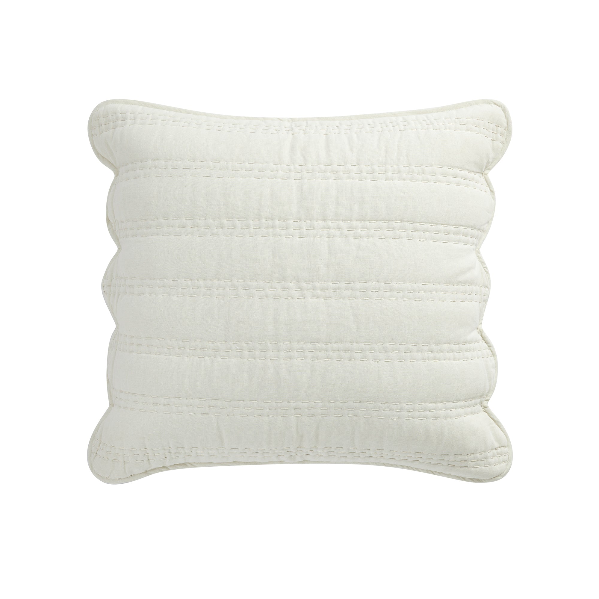 Matilda Cream Scallop Quilted Linen Blend Continental Square Pillowcases - Pair