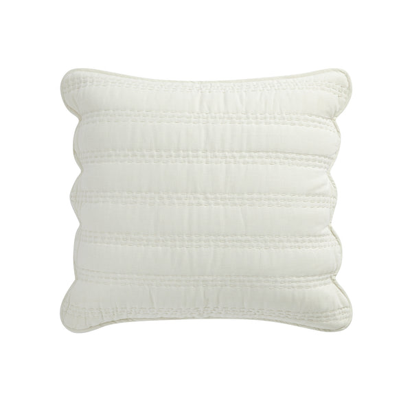 Matilda Cream Scallop Quilted Linen Blend Continental Square Pillowcases - Pair