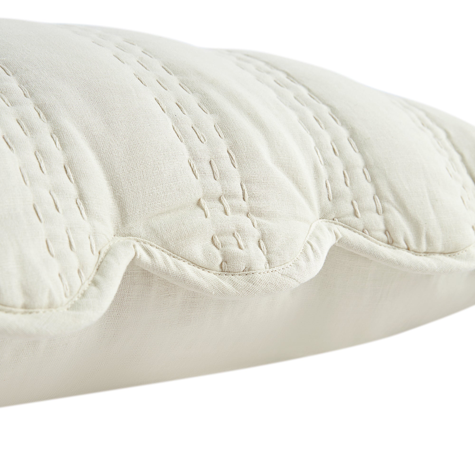 Matilda Cream Scallop Quilted Linen Blend Continental Square Pillowcases - Pair