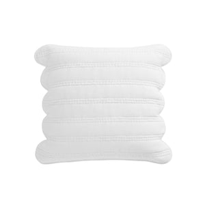 Matilda White Scallop Quilted Linen Blend Continental Square Pillowcases - Pair