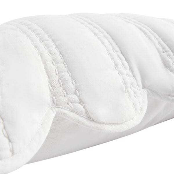 Matilda White Scallop Quilted Linen Blend Continental Square Pillowcases - Pair
