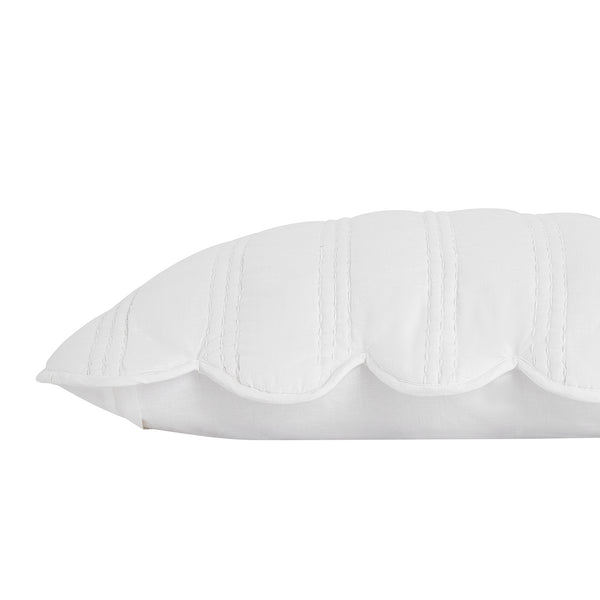 Matilda White Scallop Quilted Linen Blend Continental Square Pillowcases - Pair