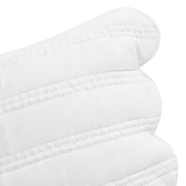 Matilda White Scallop Quilted Linen Blend Continental Square Pillowcases - Pair