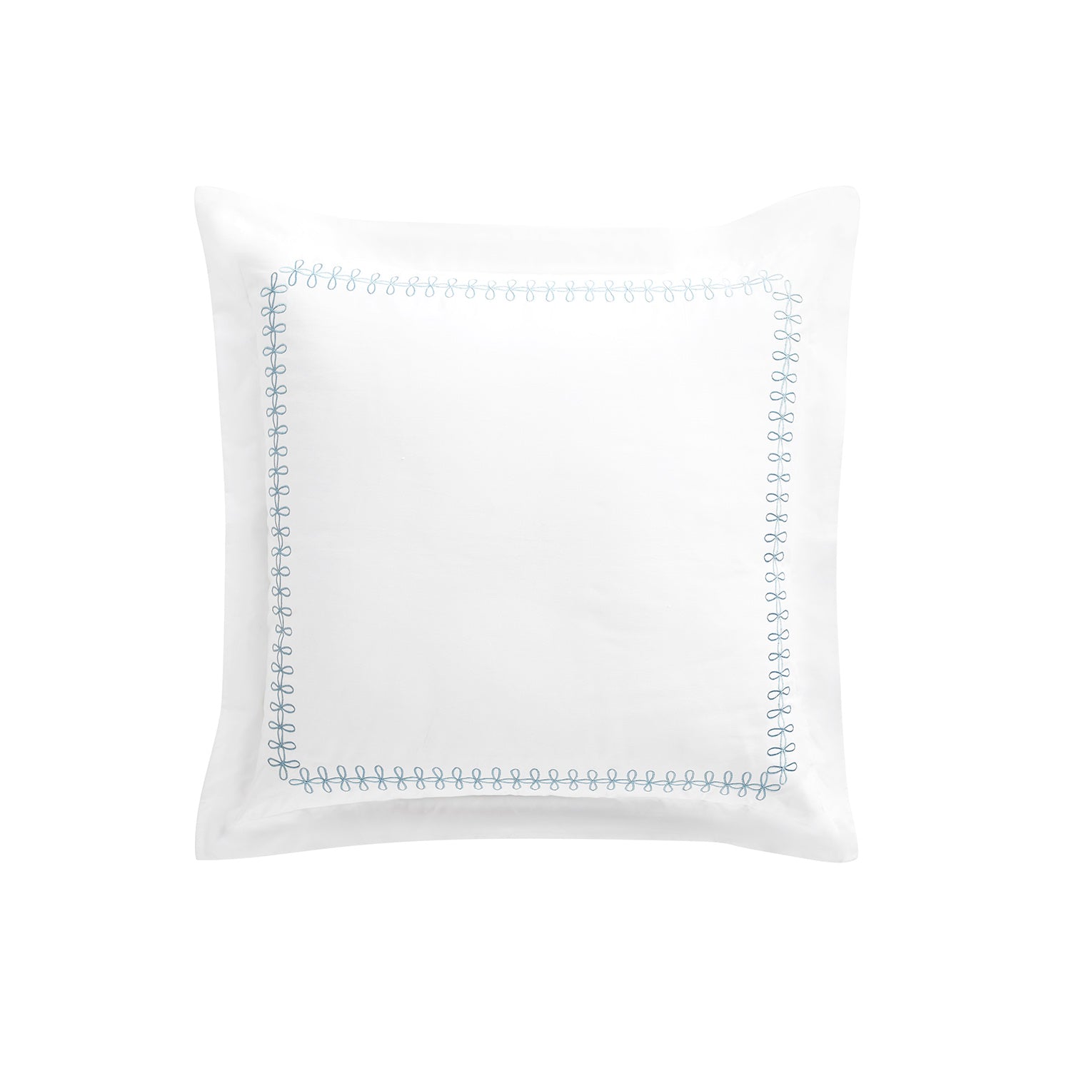 Milano Air Force Blue Knot Embroidered 600 Thread Count Cotton Sateen Continental Square Pillowcases - Pair