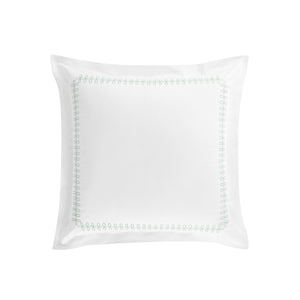 Milano Sea Spray Green Knot Embroidered 600 Thread Count Cotton Sateen Continental Square Pillowcases - Pair