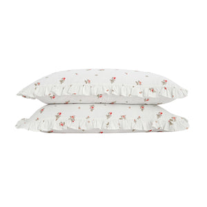Darcy Rose Ivory White Ruffle Linen Blend Pillowcases - Pair