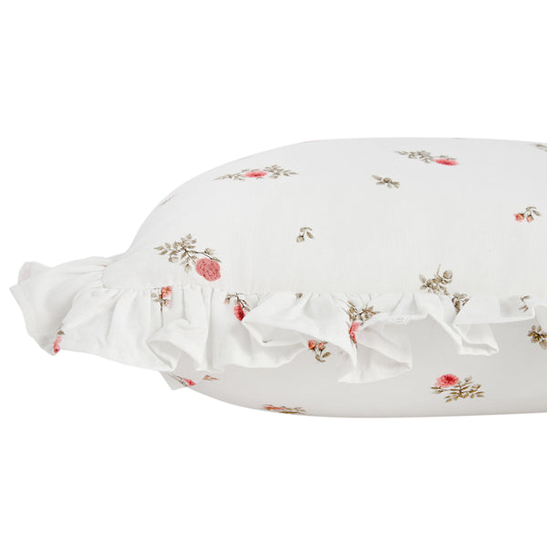 Darcy Rose Ivory White Ruffle Linen Blend Pillowcases - Pair