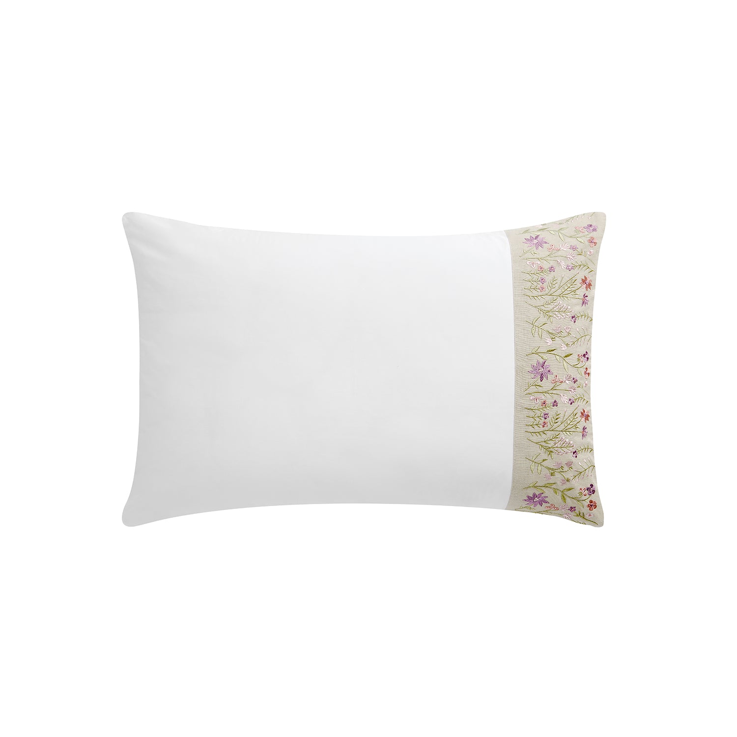 Evelyn Wildflower Embroidered 300 Thread Count Cotton Percale Regular Pillowcases - Pair