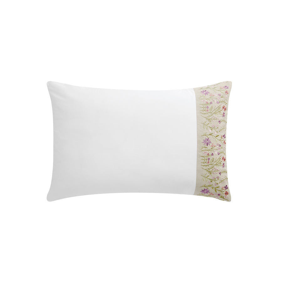 Evelyn Wildflower Embroidered 300 Thread Count Cotton Percale Regular Pillowcases - Pair