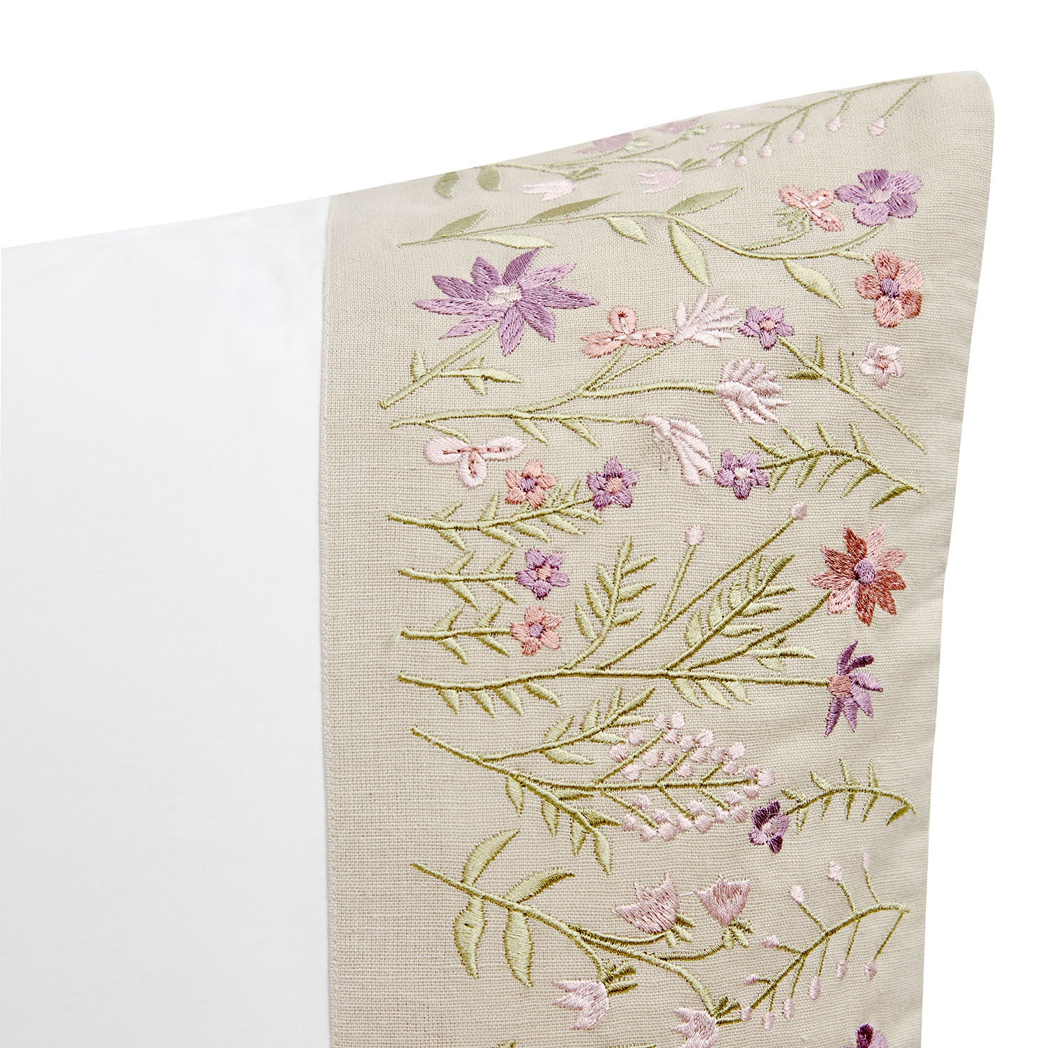 Evelyn Wildflower Embroidered 300 Thread Count Cotton Percale Regular Pillowcases - Pair