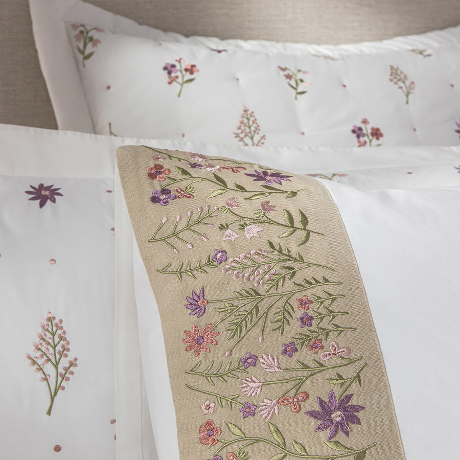 Evelyn Wildflower Embroidered 300 Thread Count Cotton Percale Regular Pillowcases - Pair