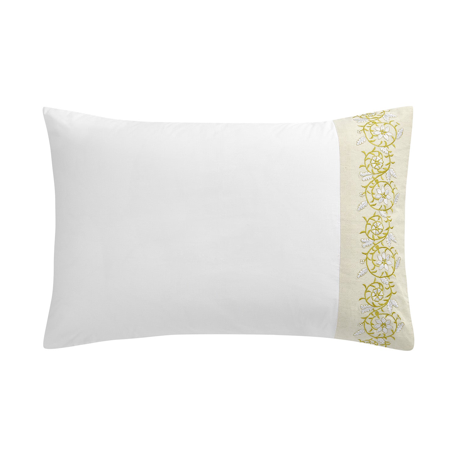 Jasmina White Floral Embroidered 300 Thread Count Cotton Percale Regular Pillowcases - Pair
