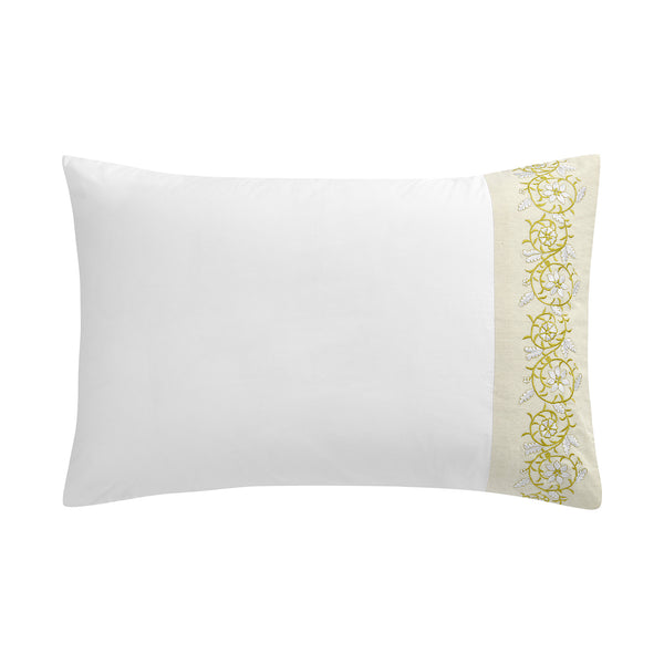 Jasmina White Floral Embroidered 300 Thread Count Cotton Percale Regular Pillowcases - Pair
