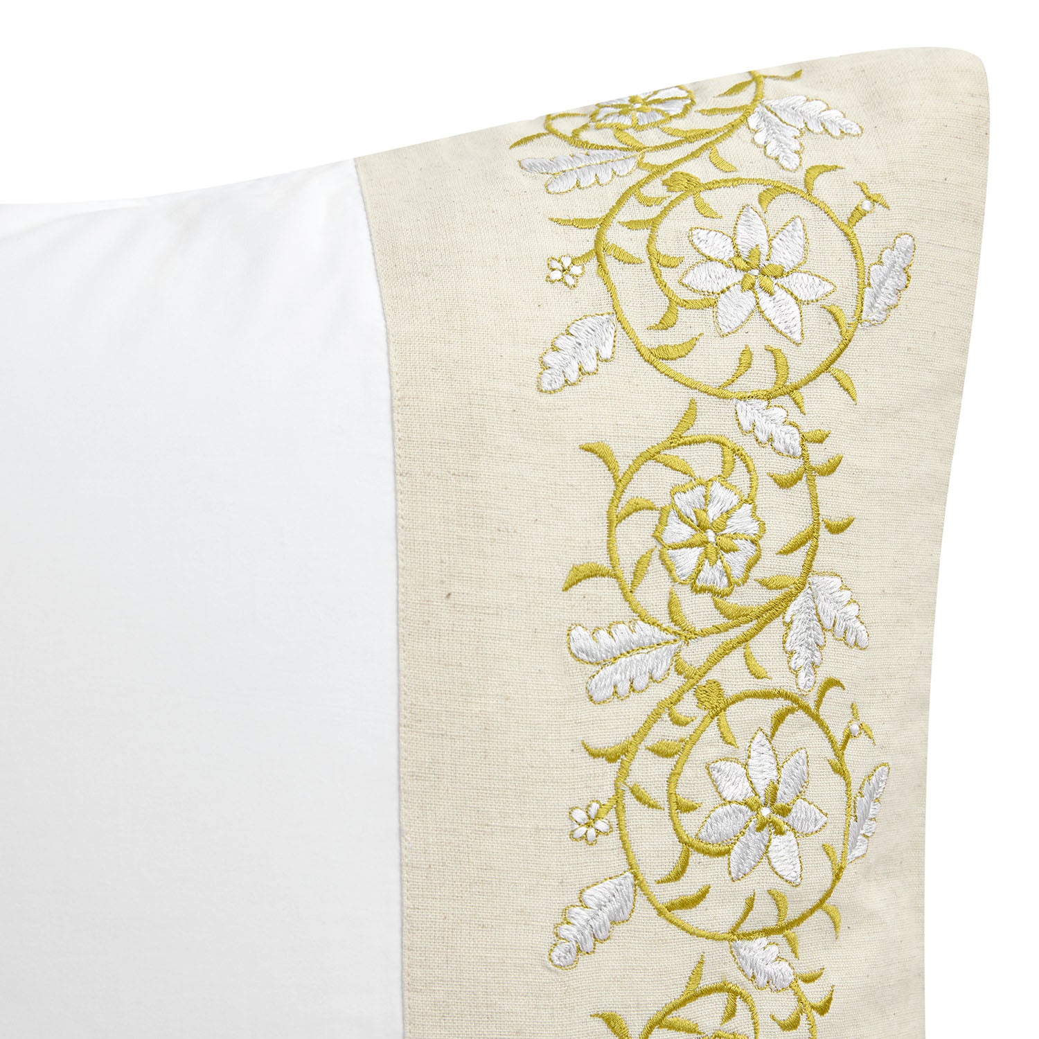 Jasmina White Floral Embroidered 300 Thread Count Cotton Percale Regular Pillowcases - Pair