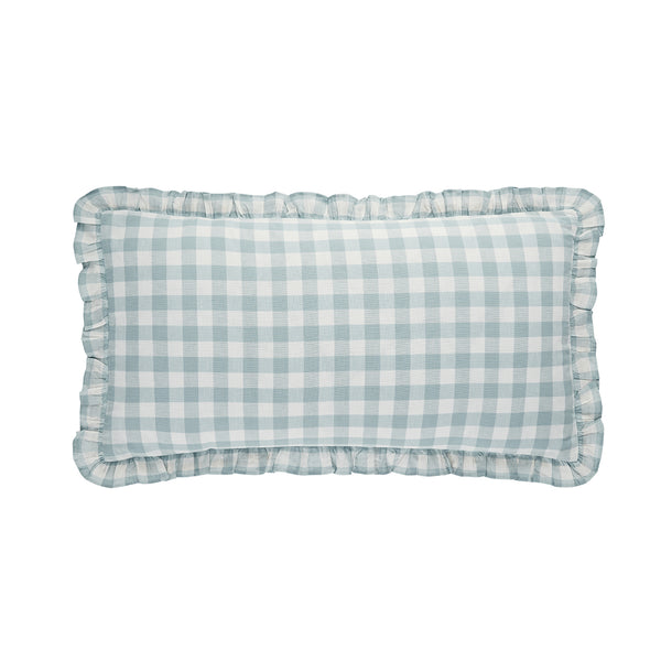 Matilda Blue Gingham Ruffle Linen Blend Pillowcases - Pair - daals