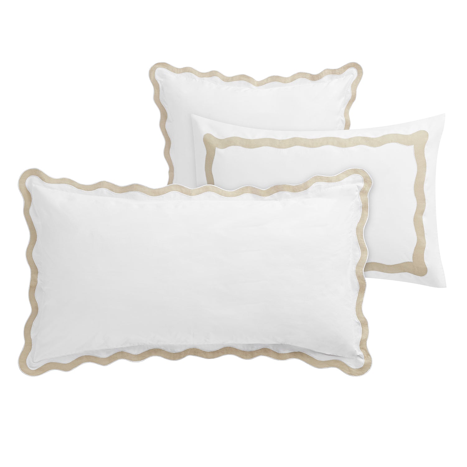 Lucinda Natural Wave 300 Thread Count Cotton Percale King Size Pillowcases - Pair