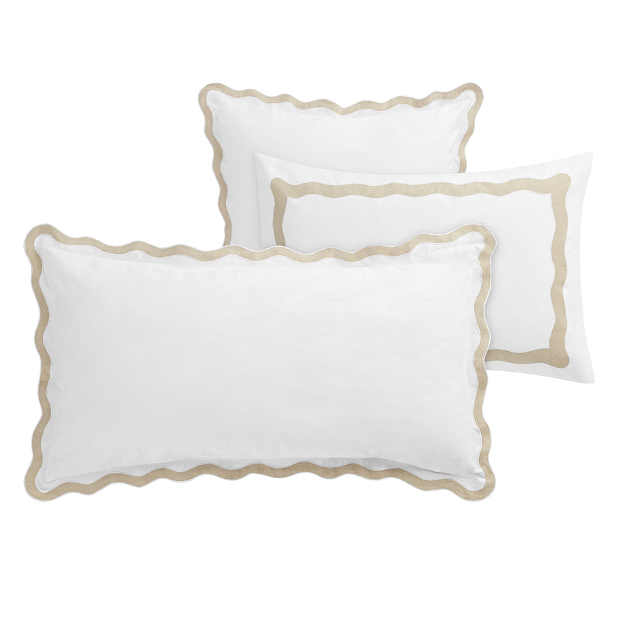 Lucinda Natural Wave 300 Thread Count Cotton Percale King Size Pillowcases - Pair