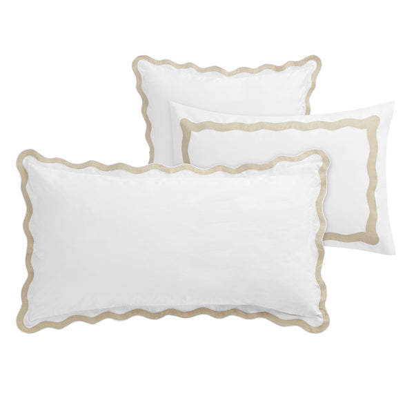 Lucinda Natural Wave 300 Thread Count Cotton Percale King Size Pillowcases - Pair