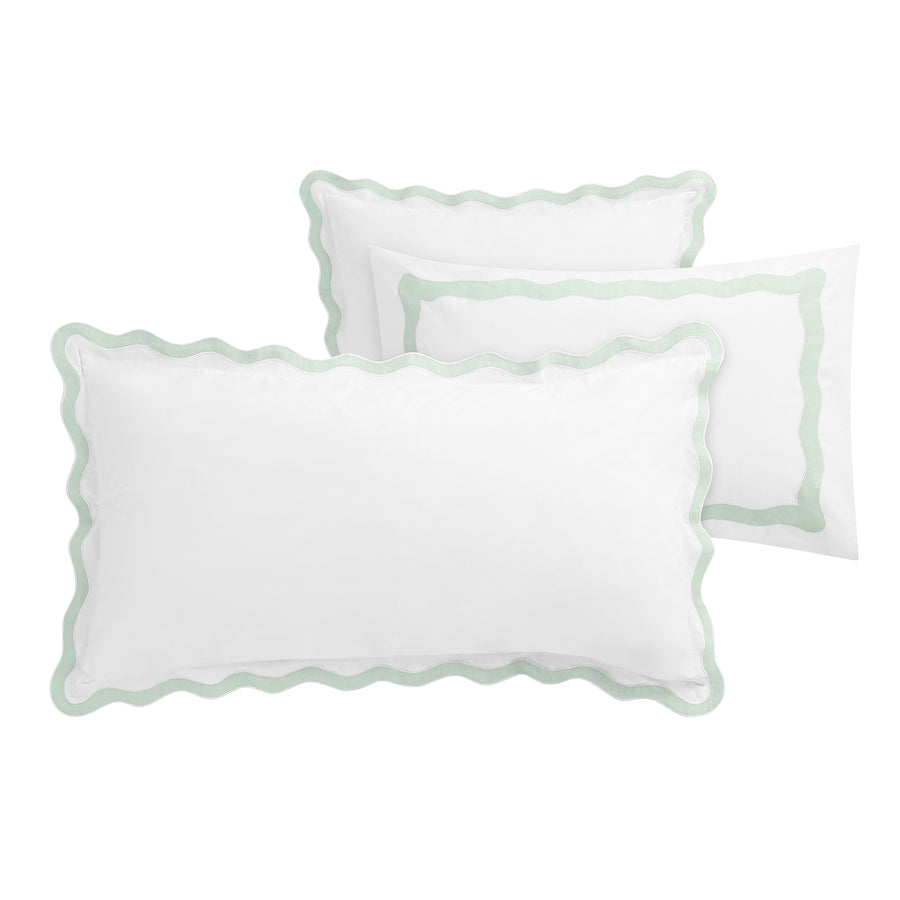 Lucinda Seafoam Green Wave 300 Thread Count Cotton Percale King Size Pillowcases - Pair - daals