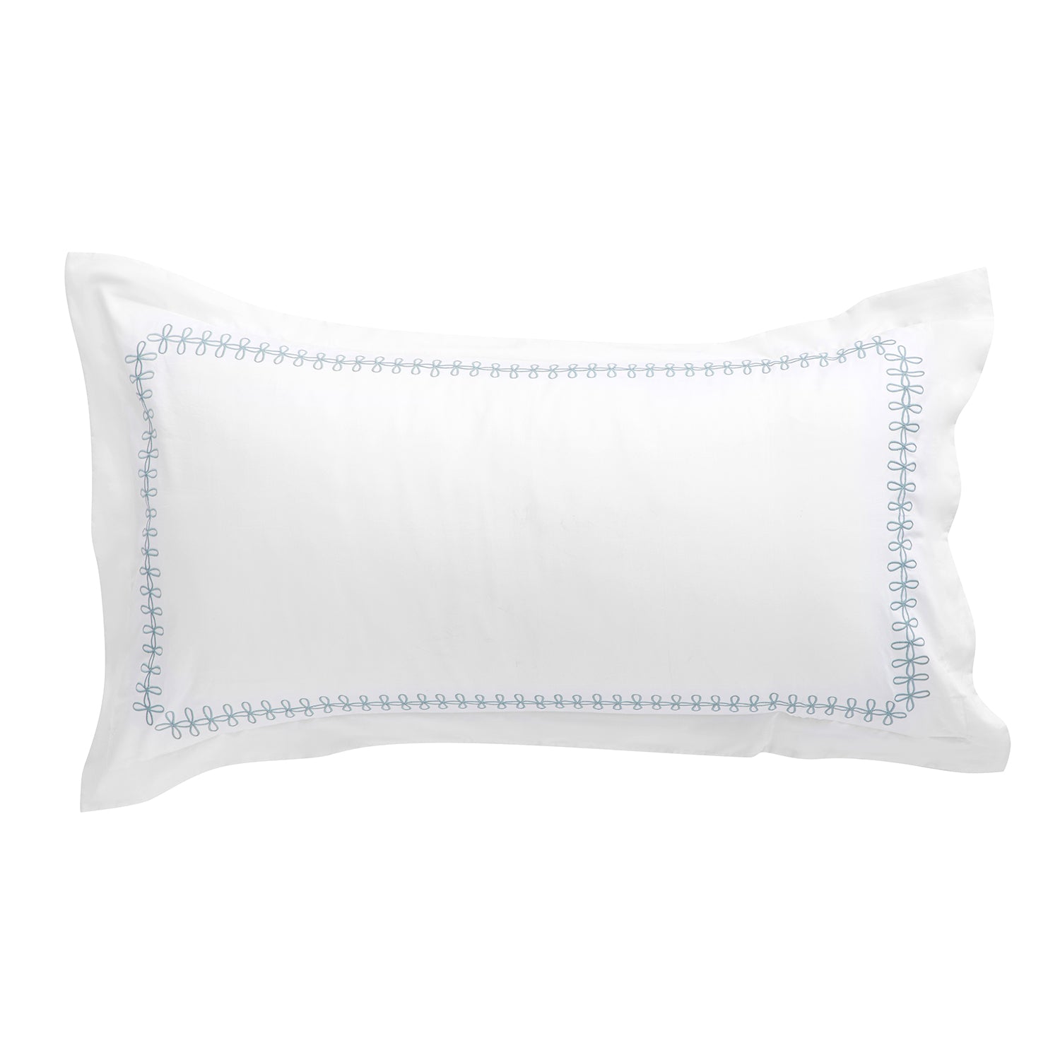 Milano Air Force Blue Knot Embroidered 600 Thread Count Cotton Sateen King Size Oxford Pillowcases - Pair