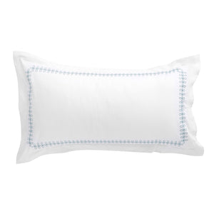 Milano Air Force Blue Knot Embroidered 600 Thread Count Cotton Sateen King Size Oxford Pillowcases - Pair