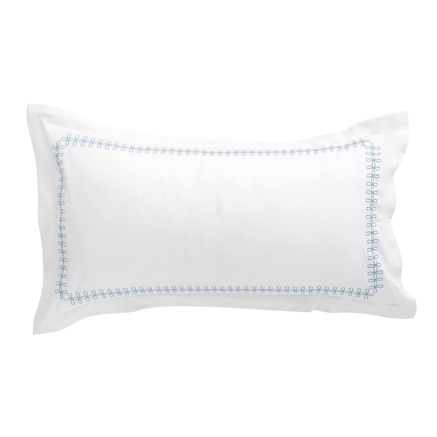 Milano Air Force Blue Knot Embroidered 600 Thread Count Cotton Sateen King Size Oxford Pillowcases - Pair