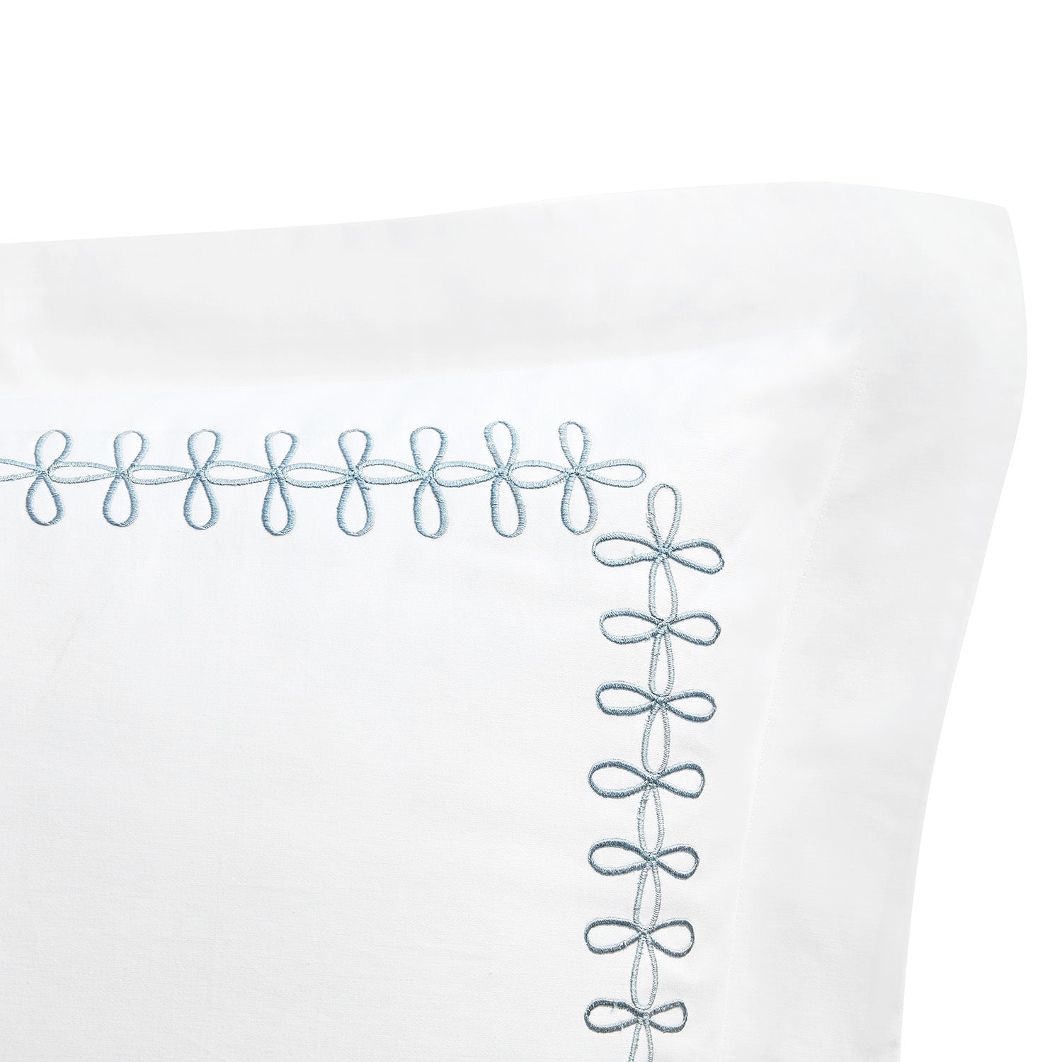 Milano Air Force Blue Knot Embroidered 600 Thread Count Cotton Sateen King Size Oxford Pillowcases - Pair