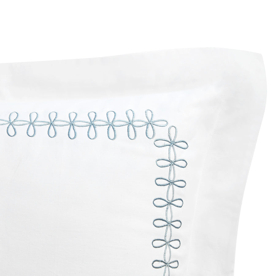 Milano Air Force Blue Knot Embroidered 600 Thread Count Cotton Sateen King Size Oxford Pillowcases - Pair