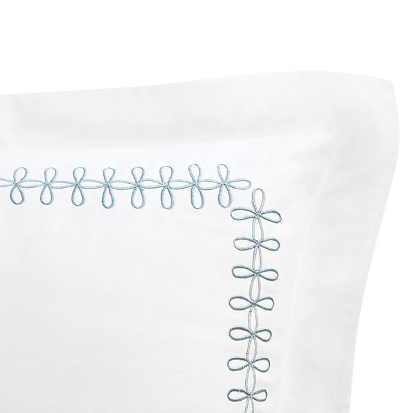 Milano Air Force Blue Knot Embroidered 600 Thread Count Cotton Sateen King Size Oxford Pillowcases - Pair - daals