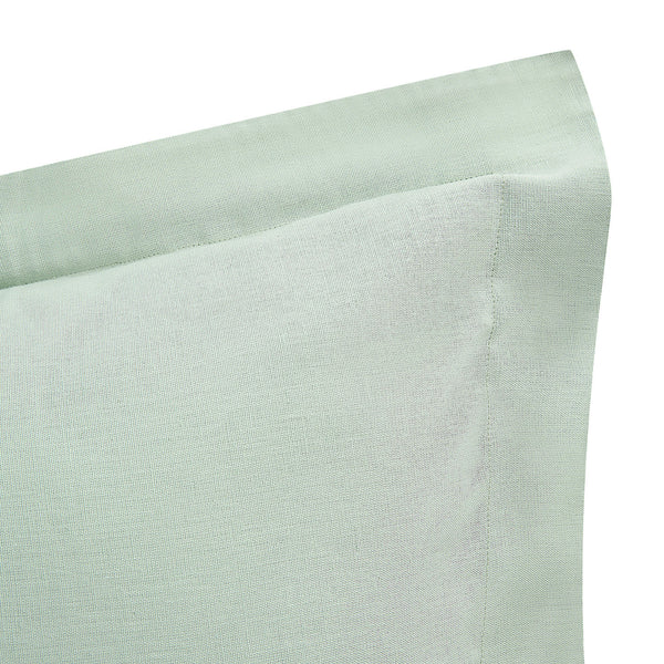 Meadow Seafoam Green Sprig Embroidered Linen Blend King Size Oxford Pillowcases - Pair - daals