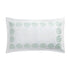 Elodie White & Seafoam Green Floral Embroidered 300 Thread Count Cotton Percale King Size Oxford Pillowcases - Pair