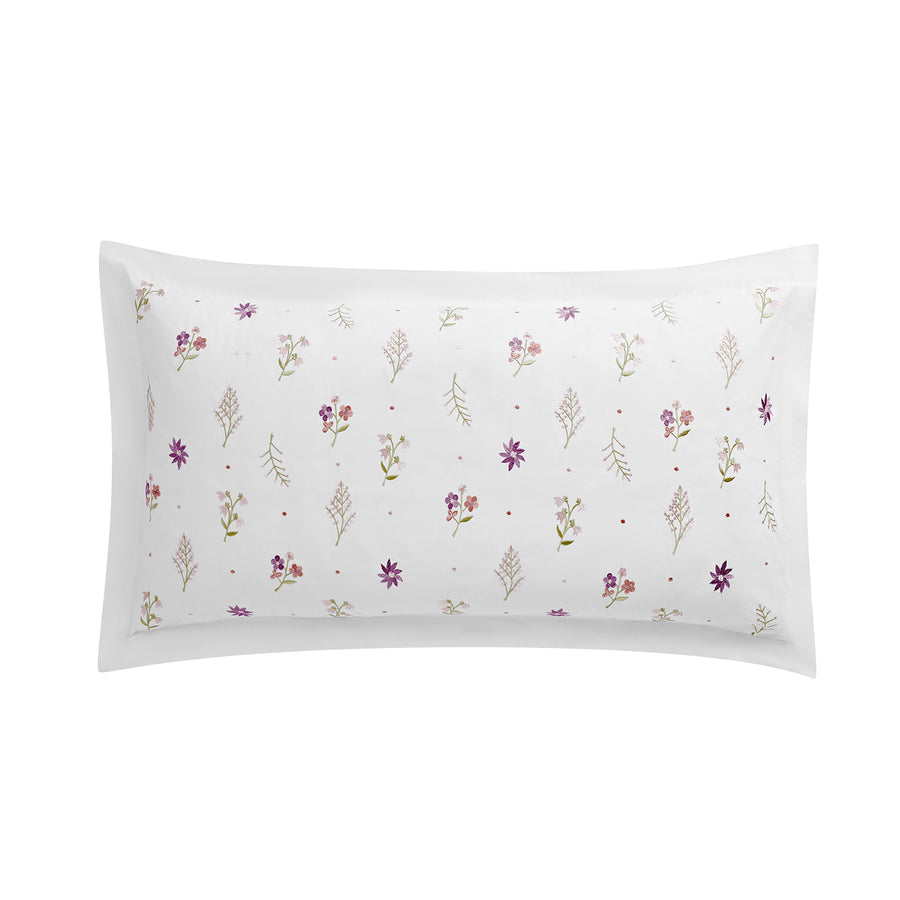 Evelyn Wildflower Embroidered 300 Thread Count Cotton Percale King Size Oxford Pillowcases - Pair