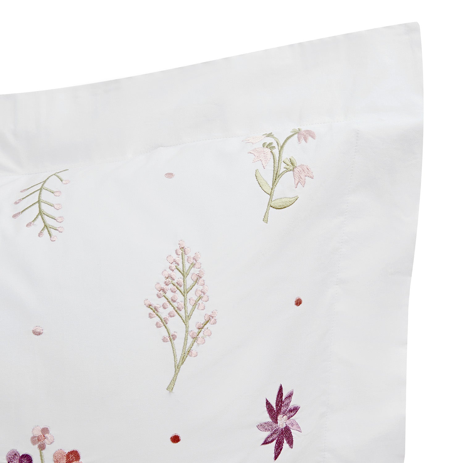Evelyn Wildflower Embroidered 300 Thread Count Cotton Percale King Size Oxford Pillowcases - Pair