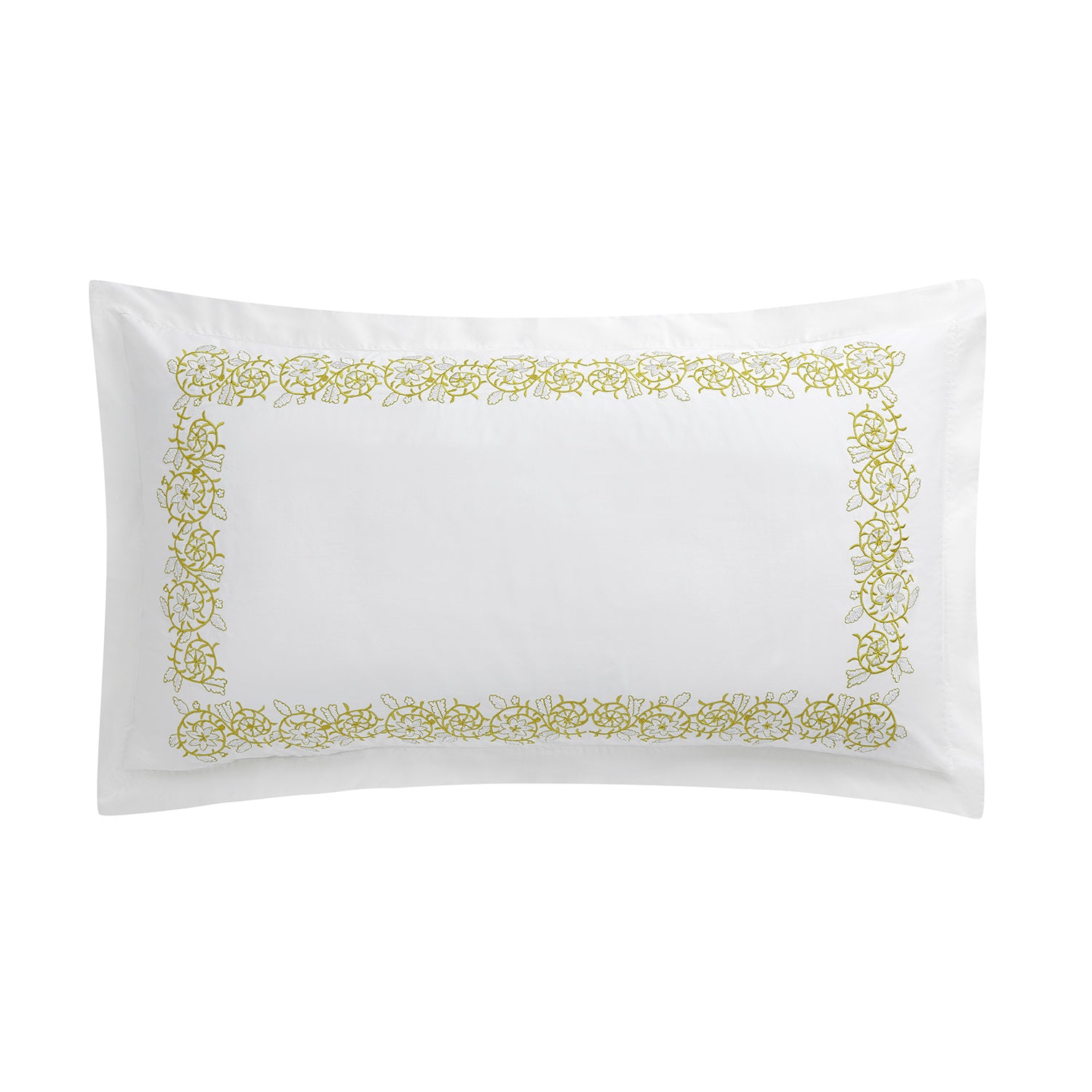Jasmina White Floral Embroidered 300 Thread Count Cotton Percale King Size Oxford Pillowcases - Pair
