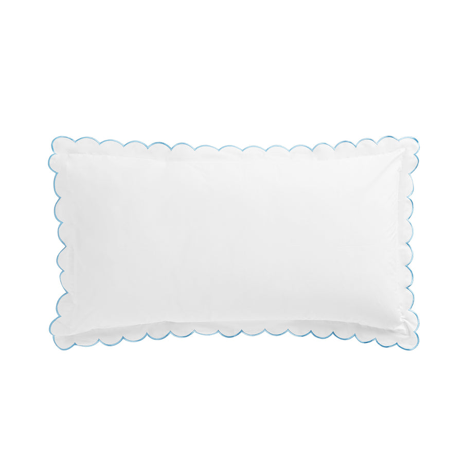 Margot Bluebell Blue Embroidered Scallop 300 Thread Count Cotton Percale Pillowcases - Pair