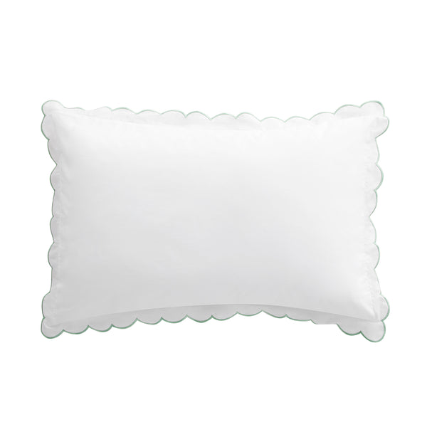 Margot Pistachio Green Embroidered Scallop 300 Thread Count Cotton Percale Pillowcases - Pair - daals