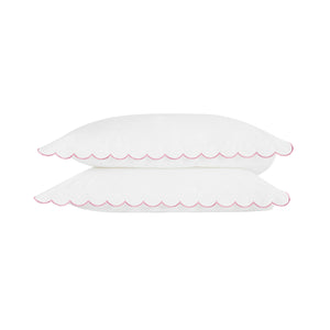 Margot Rose Pink Embroidered Scallop 300 Thread Count Cotton Percale Pillowcases - Pair